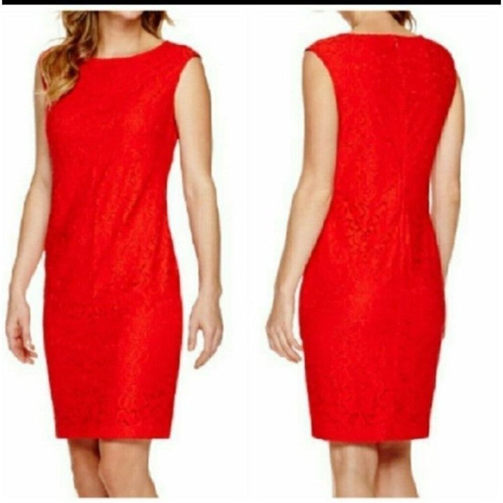 Elegant Ladies Classic Red Lace Dress sz 4